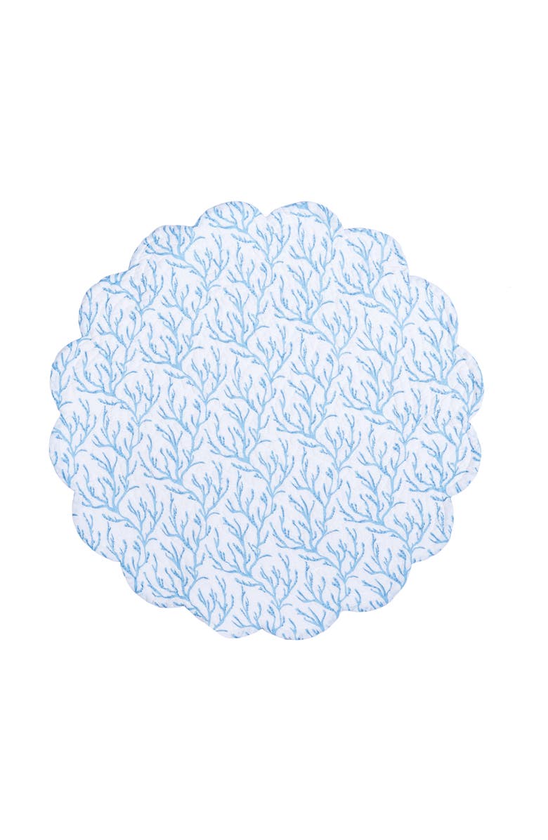 C&F Home Chinoiserie Coast Reversible Machine Washable Round Quilt Placemats Set of 6, Alternate, color, Blue