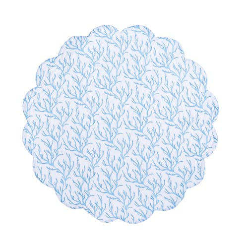 C & F Home C&f Home Chinoiserie Coast Reversible Machine Washable Round Quilt Placemats Set Of 6 In Blue