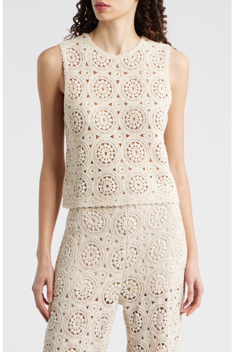 The Crochet Cotton Tank, Main, color, CREAM