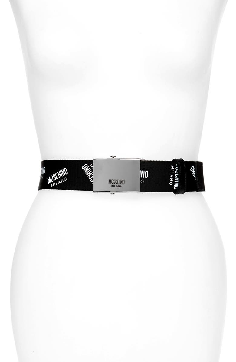 Moschino Sporty Print Belt, Main, color, Black Print