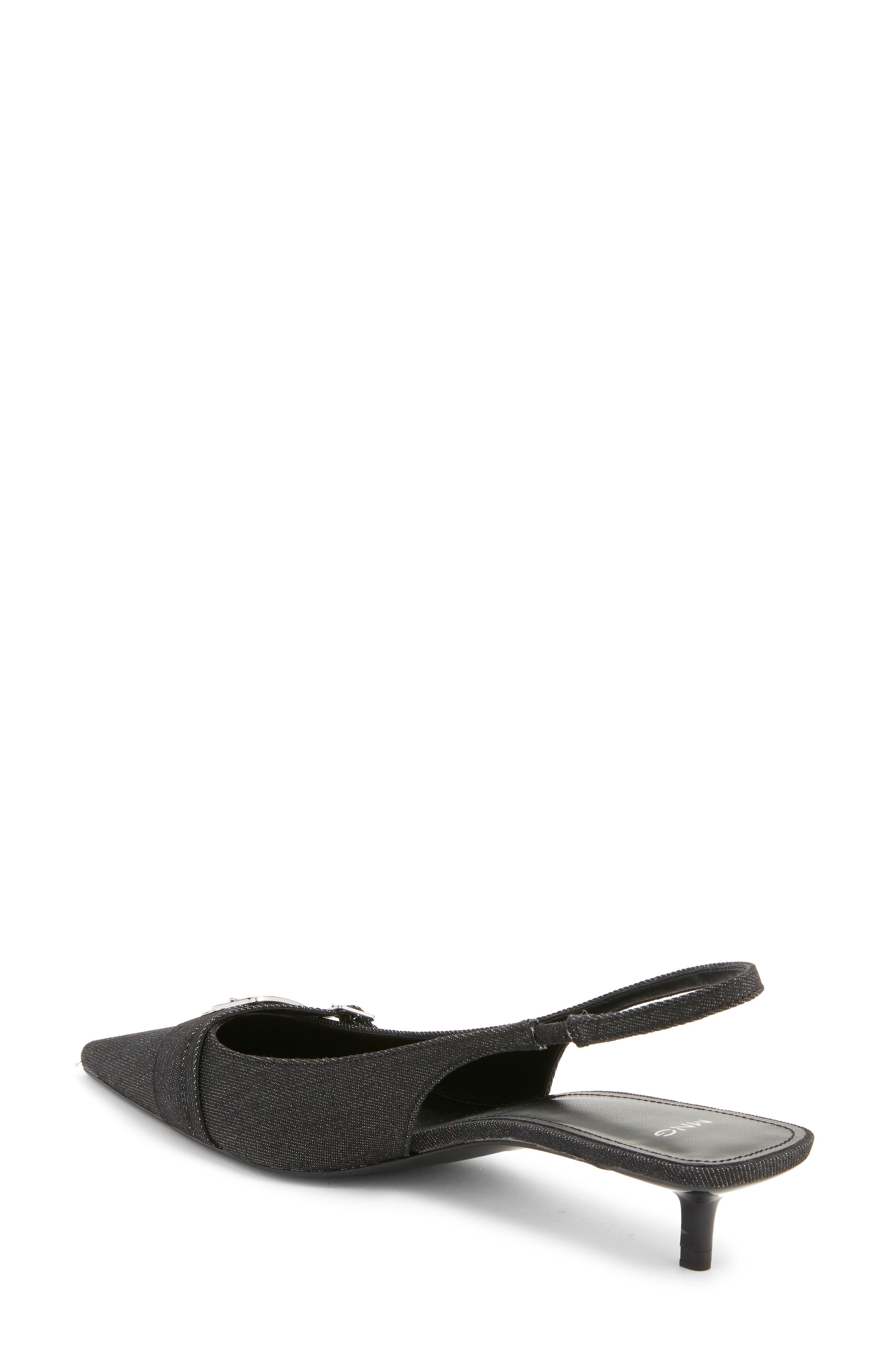 MANGO Mecha Kitten Heel Pointed Toe Pump, Alternate, color, Navy