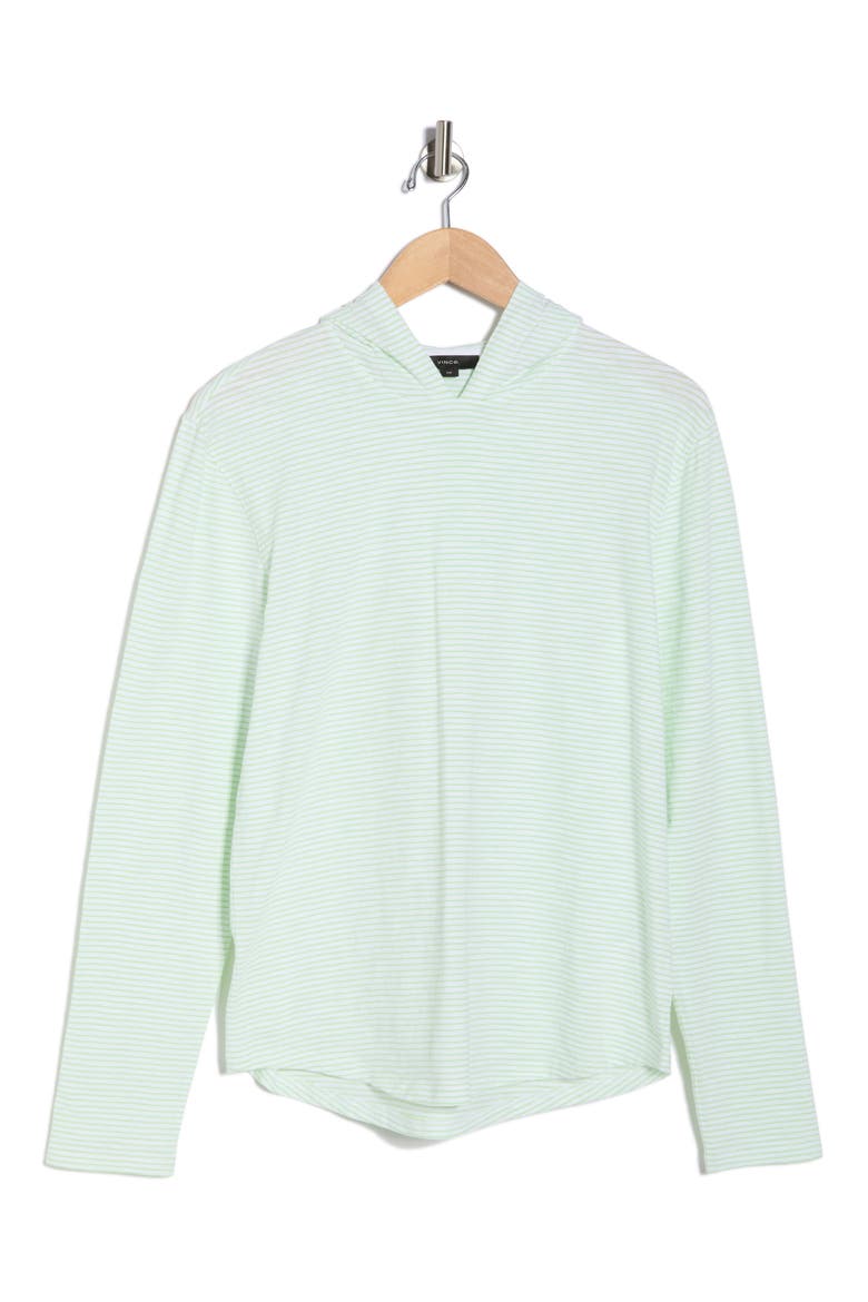 Stripe Slub Cotton Hoodie, Alternate, color, OPTIC WHITE/ JADE STONE