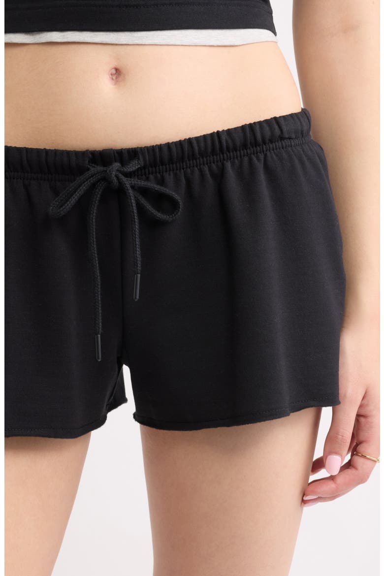Narrow Drawstring Sweat Shorts, Alternate, color, BLACK