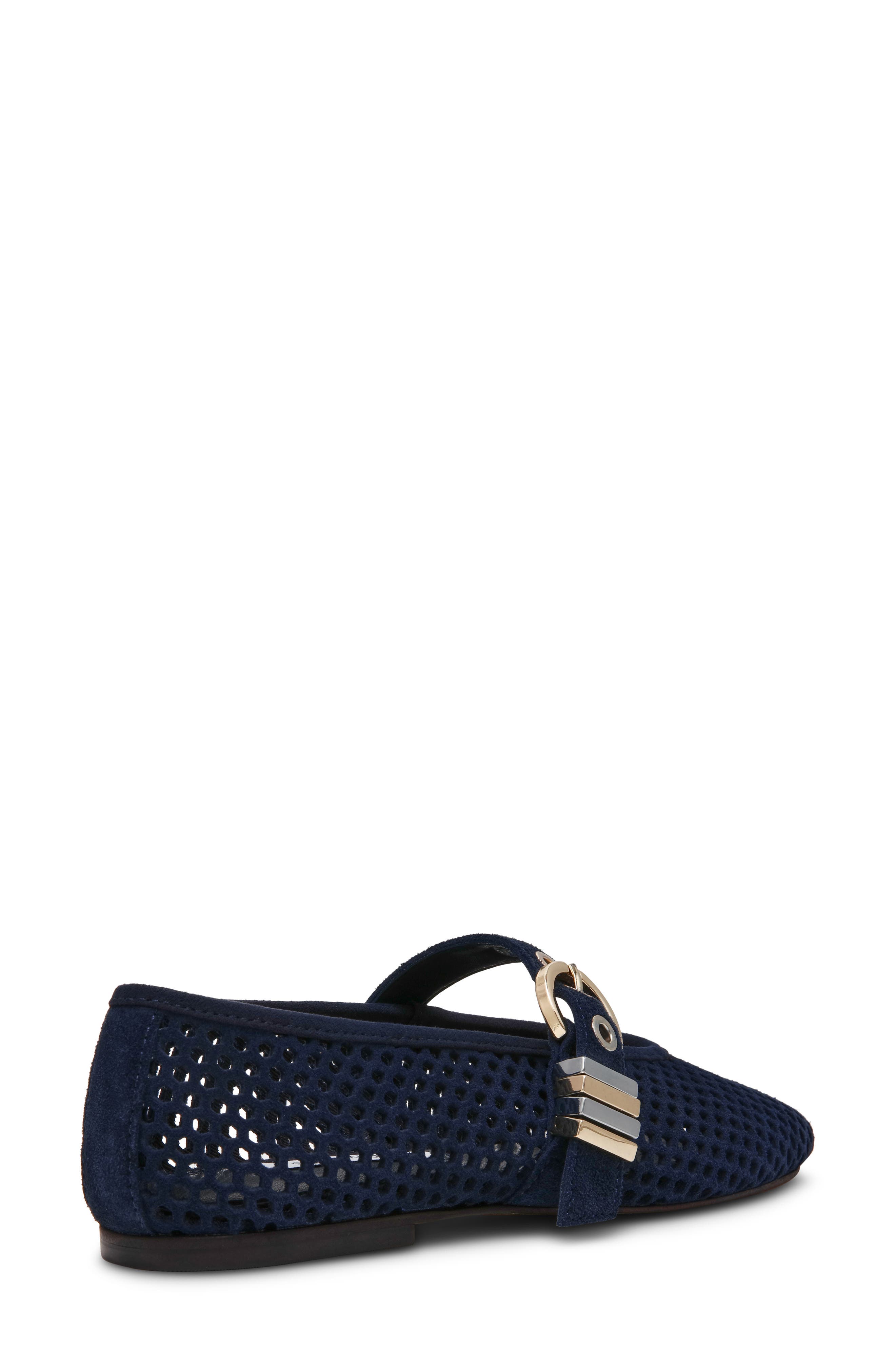 Lela Perforated Mary Jane Flat, Alternate, color, NAVY SUEDE