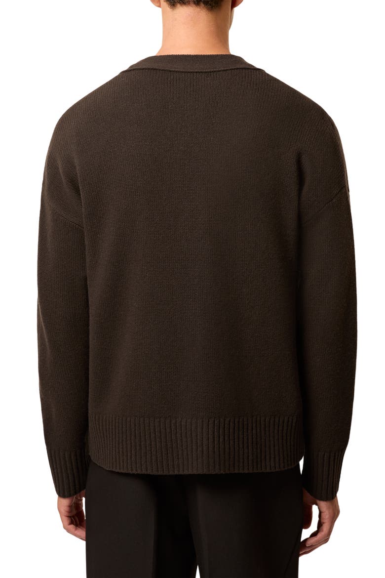 Morris Embroidered Wool Cardigan, Alternate, color, BROWN