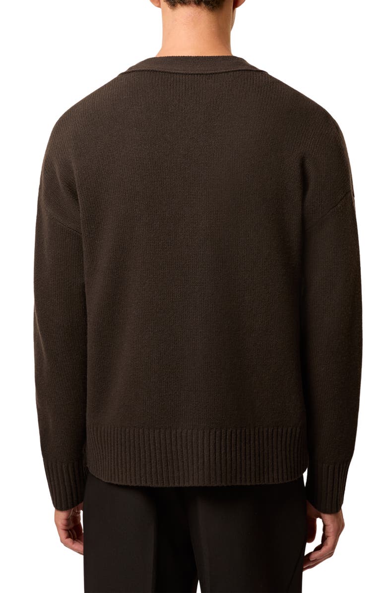 Reiss Morris Embroidered Wool Cardigan, Alternate, color, Brown