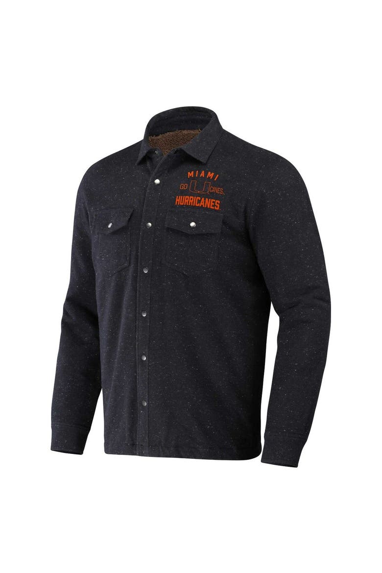 Men's Darius Rucker Collection by Fanatics  Heather Charcoal Miami Hurricanes Sherpa-Lined Full-Snap Shacket, Alternate, color, Heather Charcoal