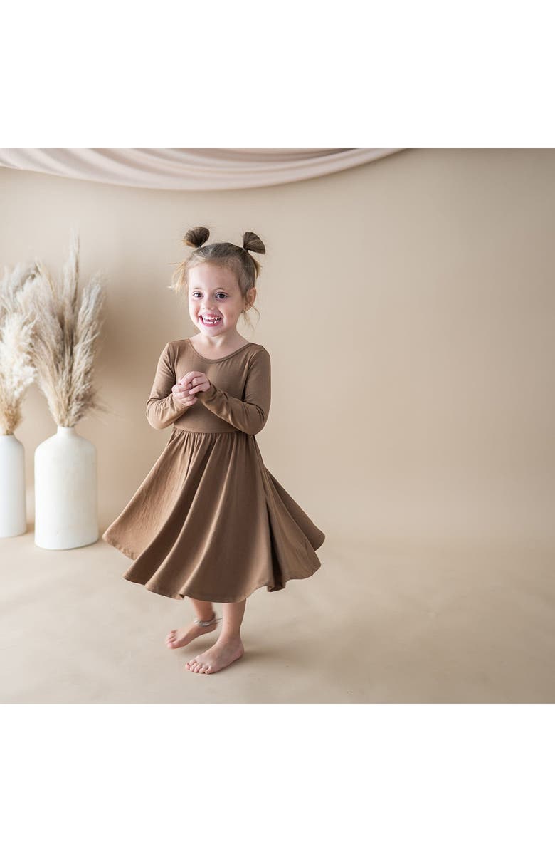 Kyte BABY Coffee Long Sleeve Twirl Dress, Alternate, color,