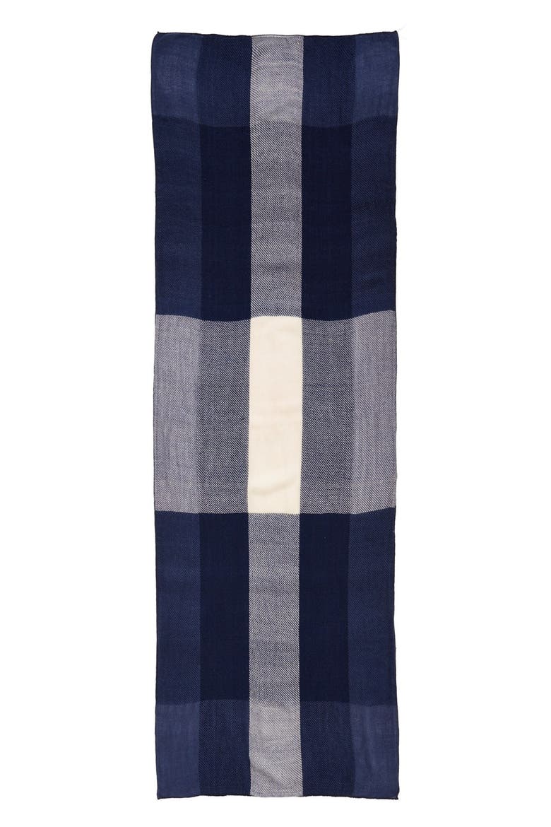 Plaid Scarf, Alternate, color, NAVY/ STONE