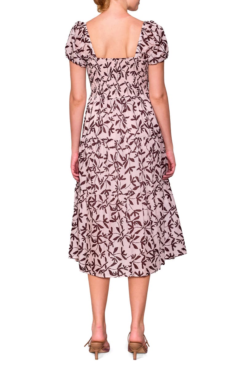 MELLODAY Ditsy Print Midi Dress, Alternate, color, Maroon Mauve