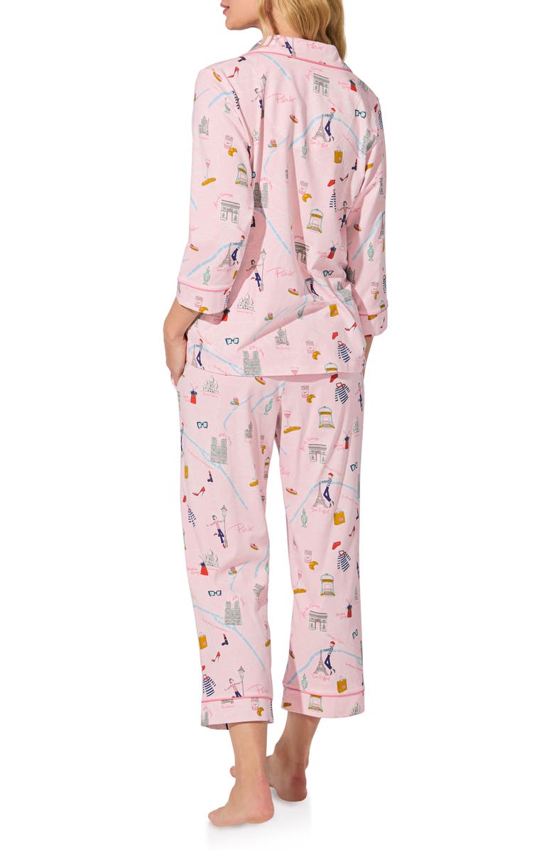 BedHead Pajamas Print Stretch Organic Cotton Crop Pajamas, Alternate, color, 48 Hours In Paris