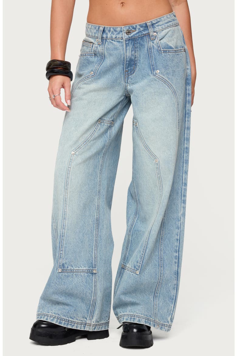 Dema Low Rise Western Wide Leg Jeans, Main, color, LIGHT-BLUE