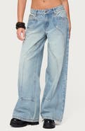 EDIKTED Dema Low Rise Western Wide Leg Jeans