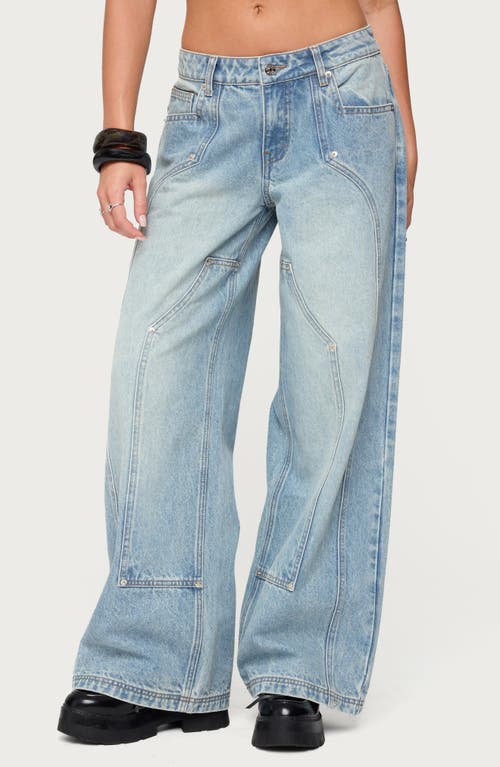 Edikted Dema Western Low Rise Light Rinse Wash Jeans In Blue