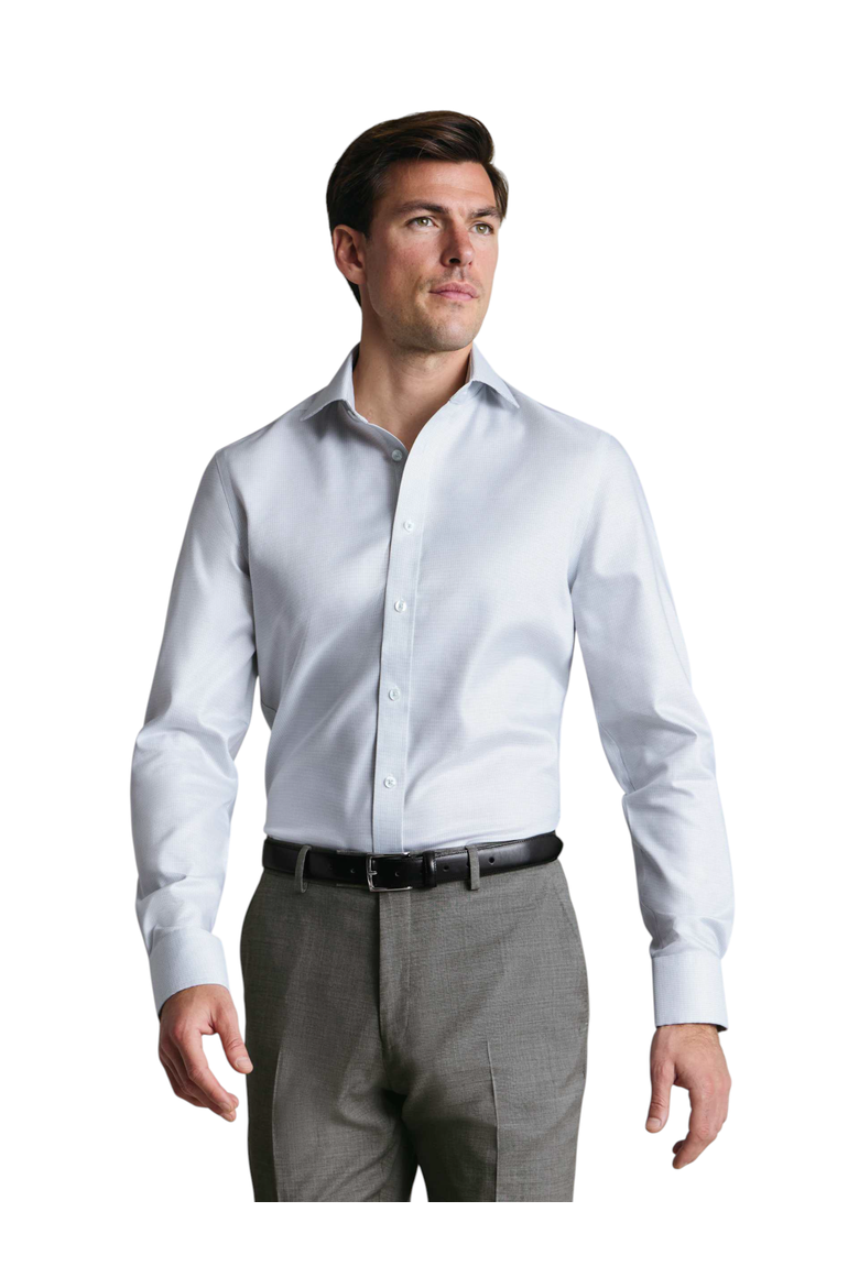 Non-Iron Greenwich Weave Cutaway Shirt, Main, color, Silver Grey