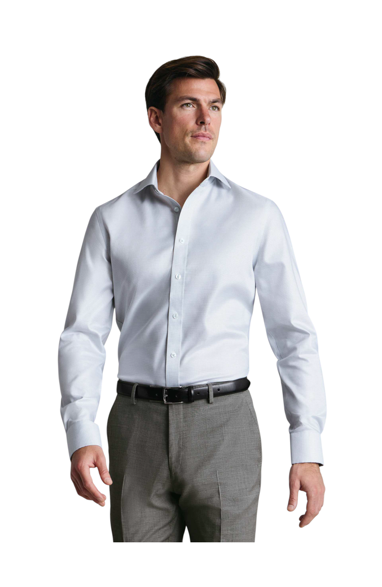 Charles Tyrwhitt Non-Iron Greenwich Weave Cutaway Shirt, Main, color, Silver Grey