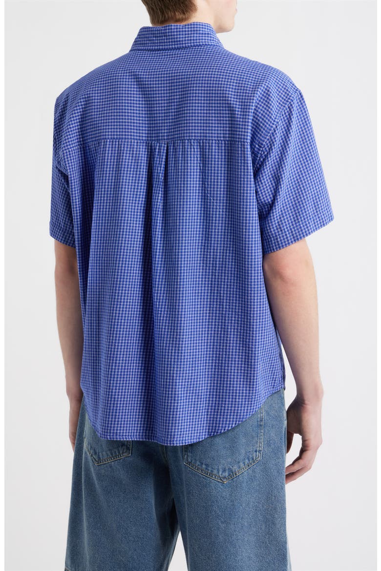Bigwig Frank Check Short Sleeve Button-Up Shirt, Alternate, color, SURF BLUE MULTI