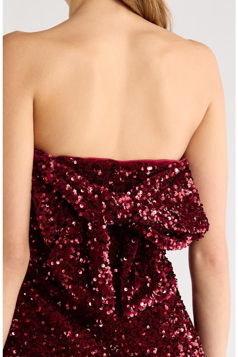 Strapless Sequin Minidress, Alternate, color, WINE