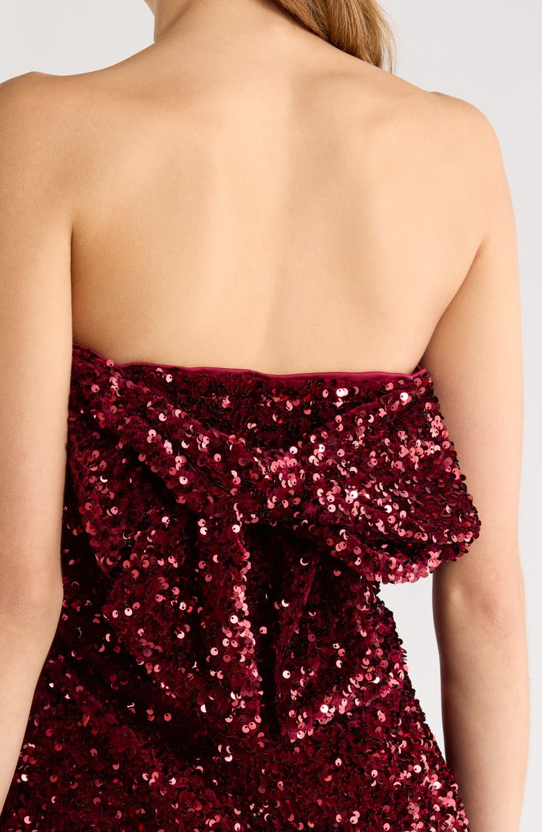All in Favor Strapless Sequin Minidress, Alternate, color, Wine