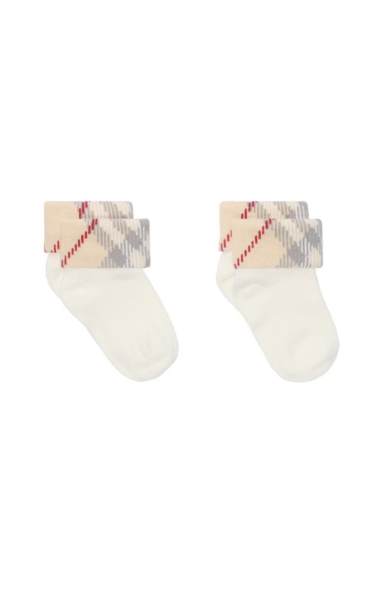 Burberry Check Trim Cotton Blend Socks, Alternate, color, 