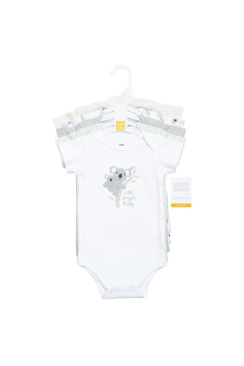 5Pk Set of Cotton Infant All-in-One Bodysuits, Alternate, color, Koala Hugs