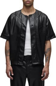 Hudson Jeans Faux Leather Baseball Jersey
