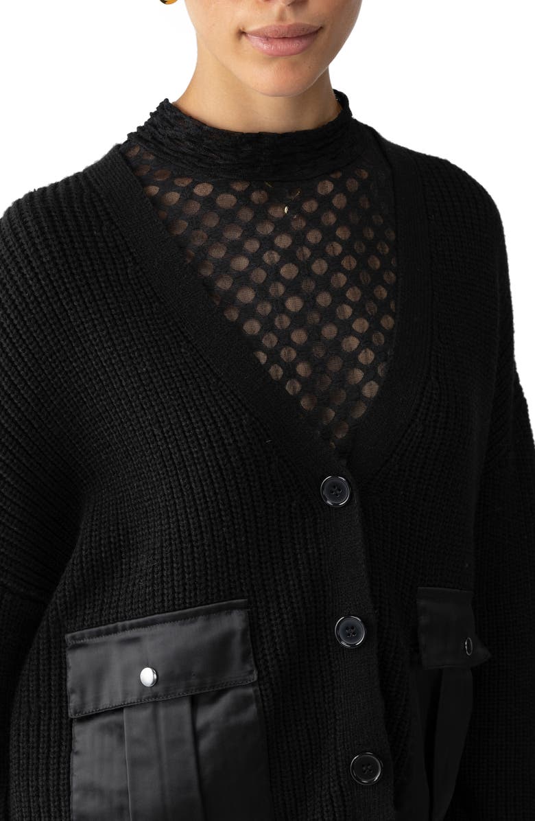Sanctuary Trend Setter Cargo Cardigan, Alternate, color, Black