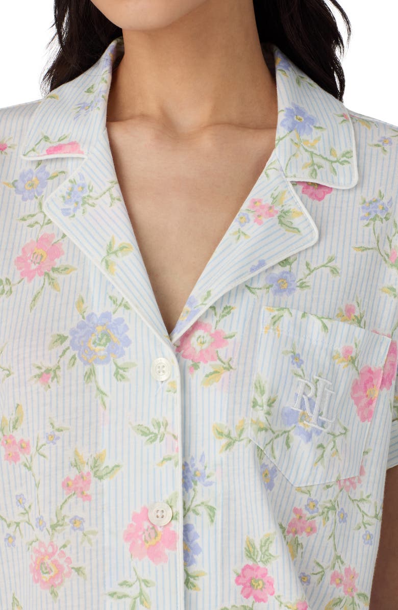 Lauren Ralph Lauren Floral Short Sleeve Crop Pajamas, Alternate, color, 