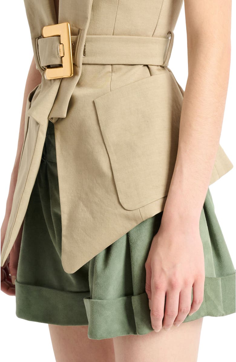 Balmain Belted gabardine Anthem jacket, Alternate, color, Beige