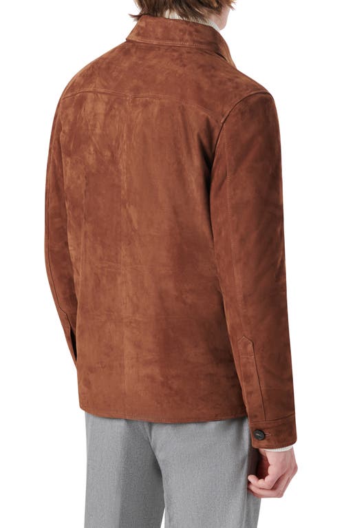 Bugatchi Suede Shirt Jacket In Brown