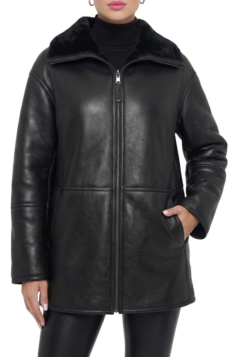 Reversible Genuine Shearling Jacket, Main, color, Black