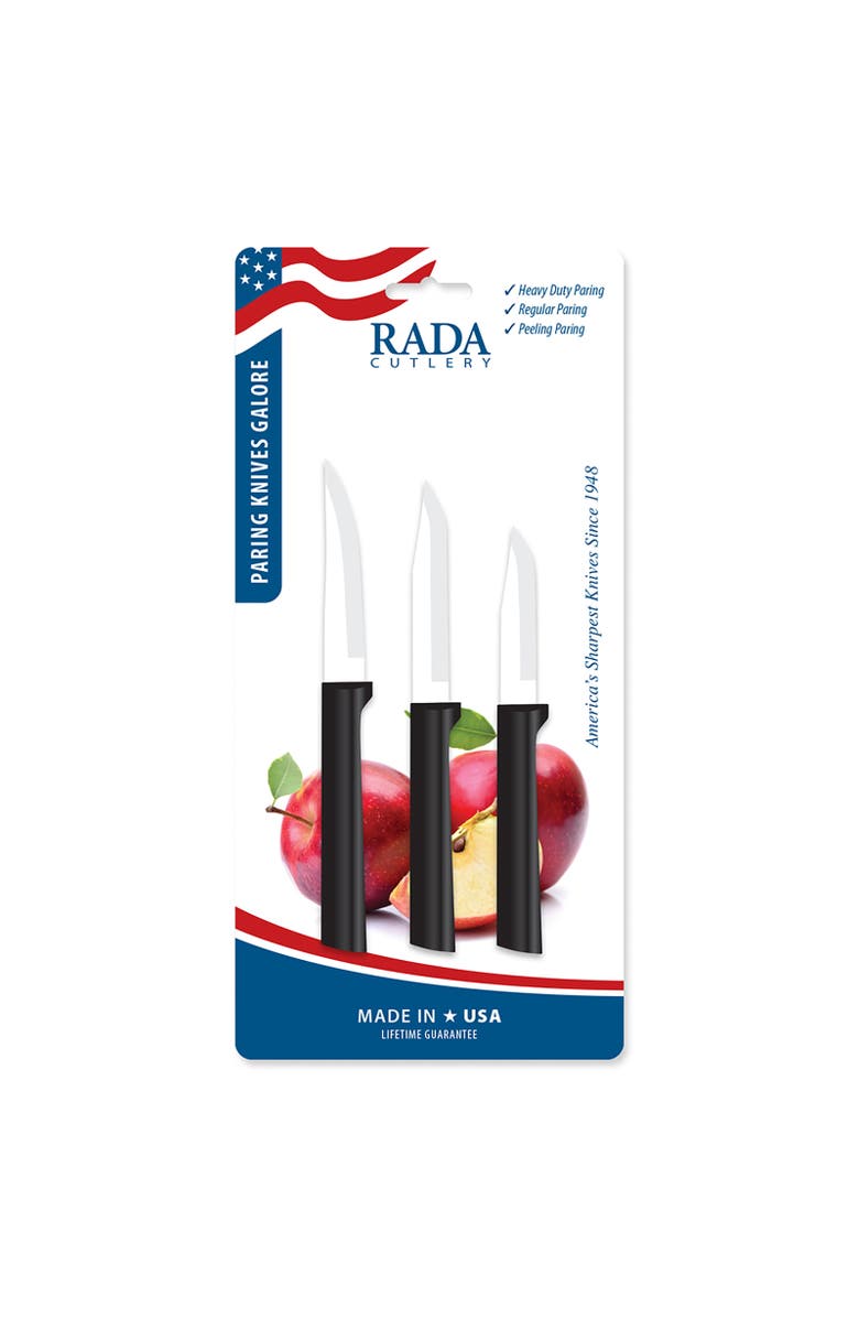 Rada Paring Knives Galore ProPak 3 Piece Knife Set, Main, color, Black