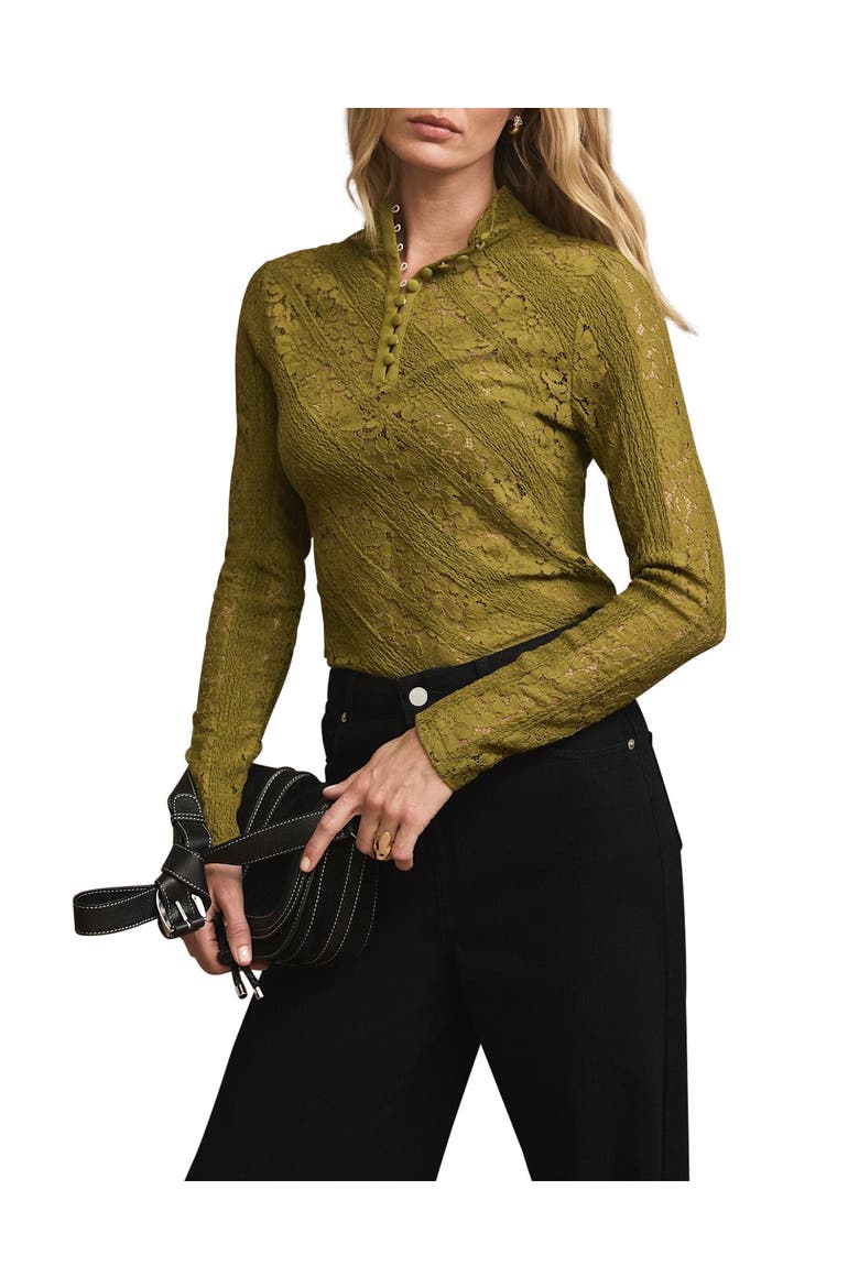 Lace Detail Top, Alternate, color, Green