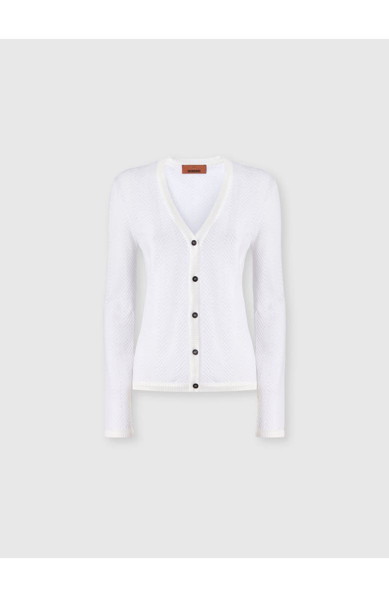 Missoni Tone-on-tone Zigzag Cotton And Viscose Cardigan, Alternate, color, White