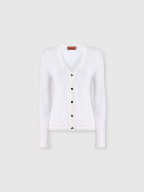 Cardigan In Cotton And Viscose Tone-on-tone Zig Zag