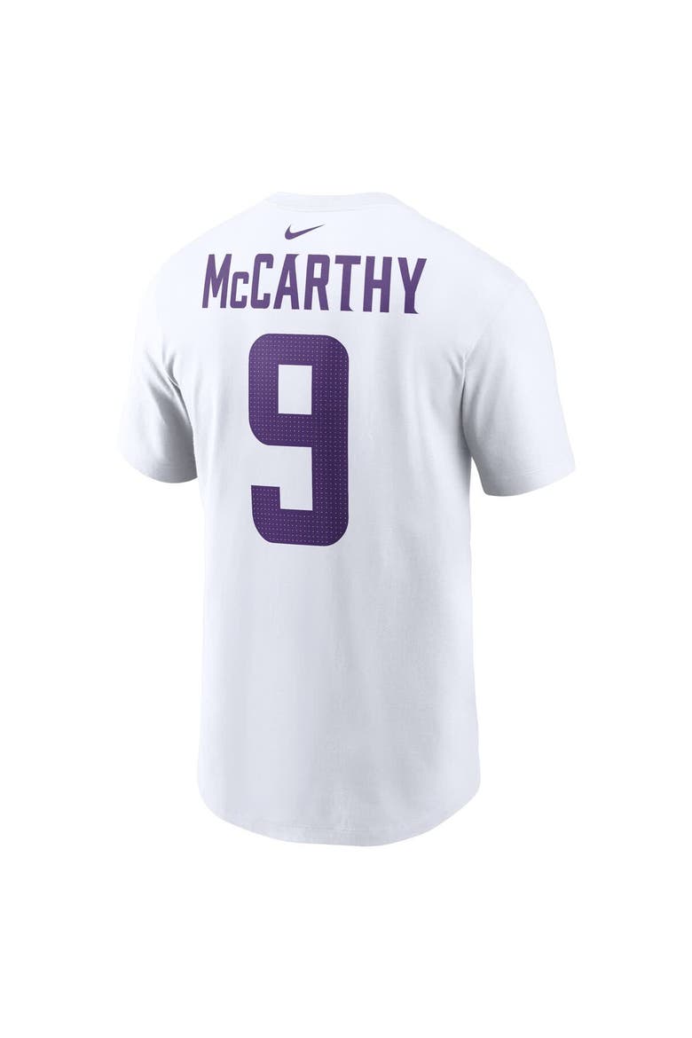 Men's Nike J.J. McCarthy White Minnesota Vikings  Player Name & Number T-Shirt, Alternate, color, White