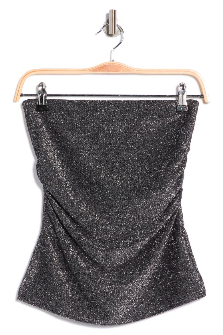 Metallic Knit Tube Top, Alternate, color, BLACK WITH SILVER METALLIC