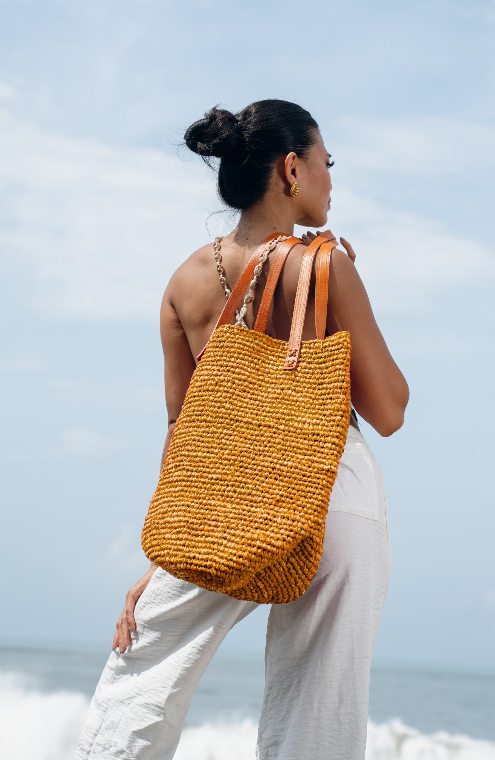Hamptons Raffia Tote, Alternate, color, ORANGE