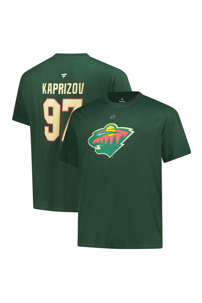 Men's Fanatics Kirill Kaprizov Dark Green Minnesota Wild Big &Tall Name & Number T-Shirt, Main, color, Dark Green