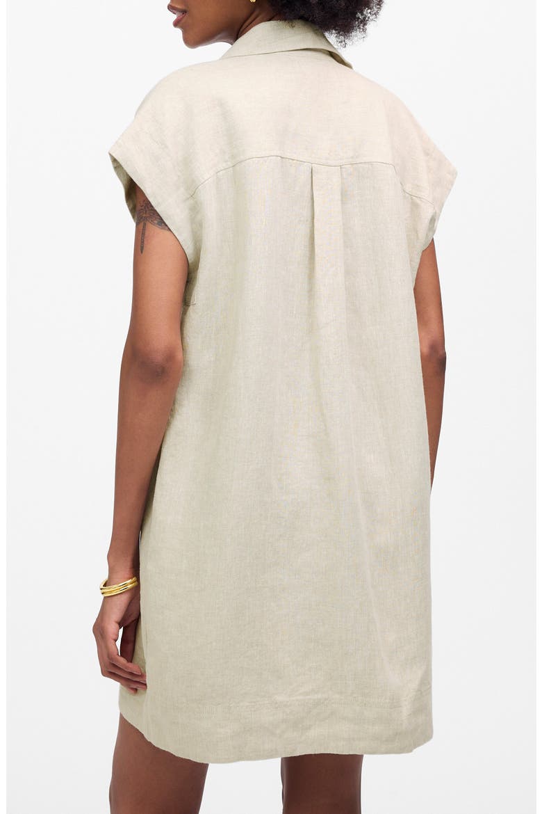 Short Sleeve Linen Utility Mini Shirtdress, Alternate, color, OAT COLOR LINEN