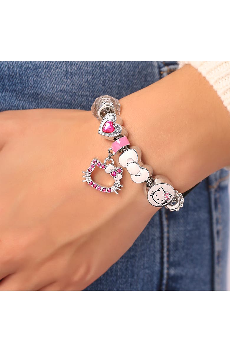 Hello Kitty 7'' Fashion Charm Bead Bracelet, Alternate, color, Silver