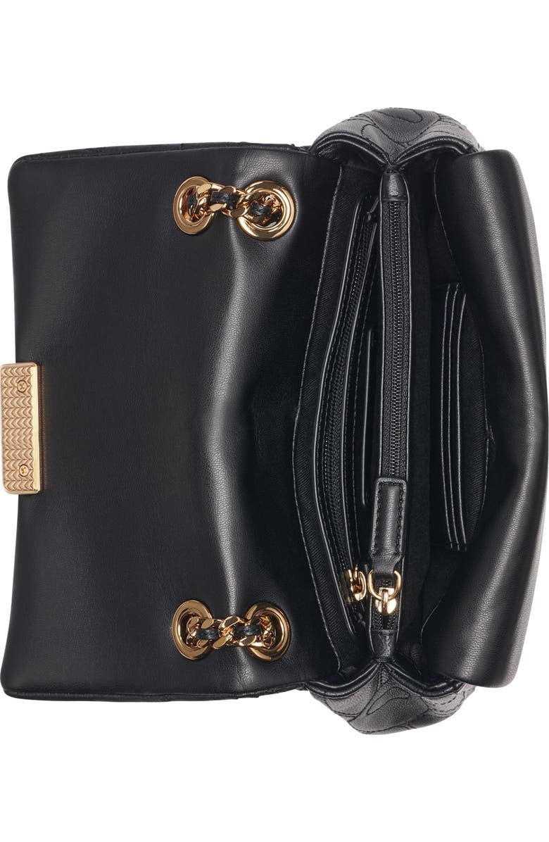 KARL LAGERFELD PARIS Lafayette Quilted Floral Crossbody, Alternate, color, Black/Gold