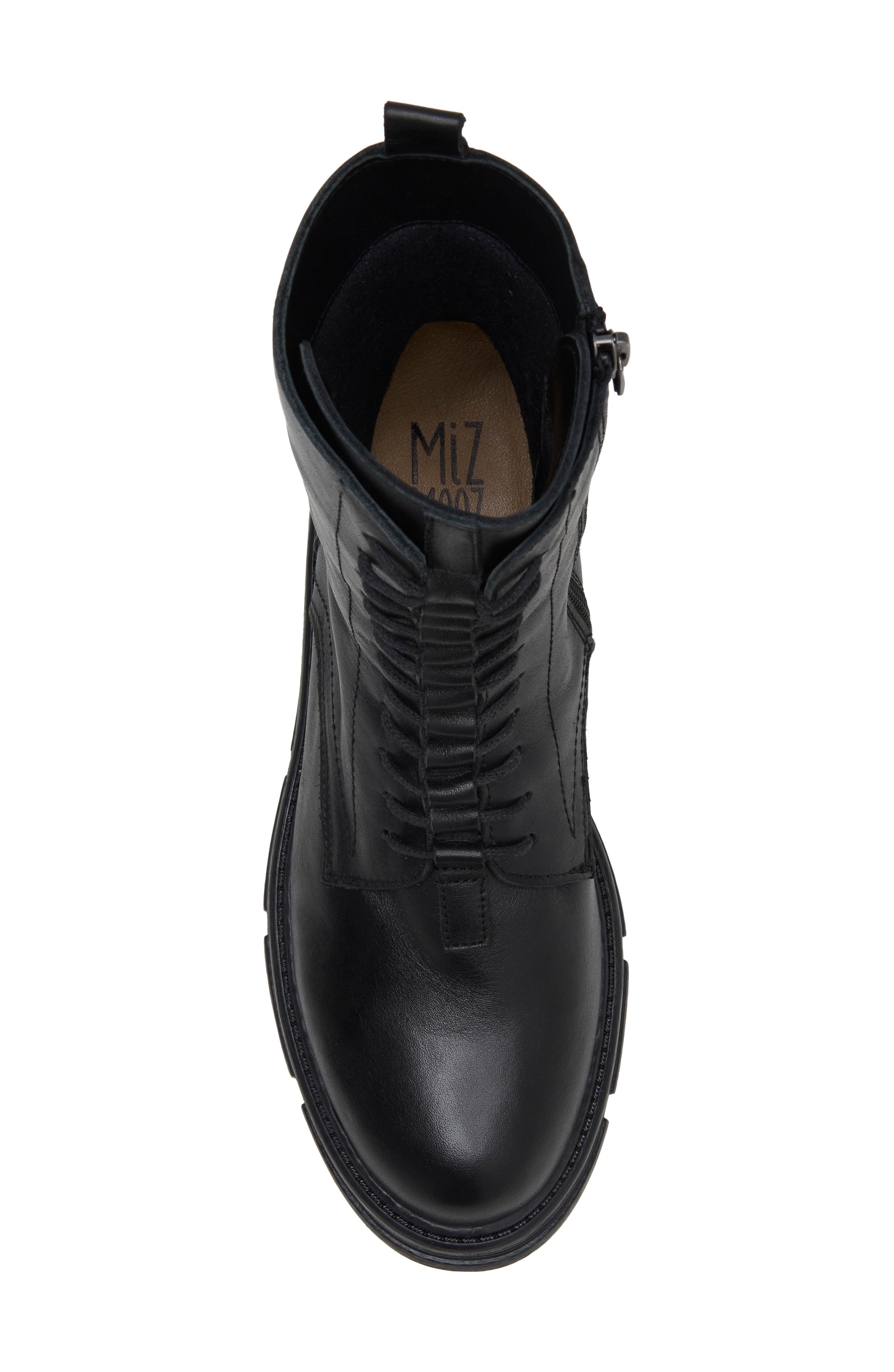 Issabel Leather Boot, Alternate, color, BLACK