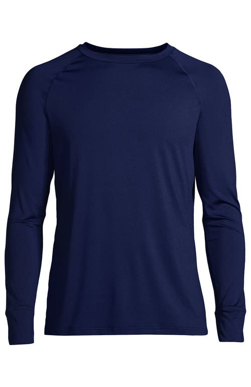 Lands' End Stretch Thermaskin Long Underwear Crew Base Layer In Blue