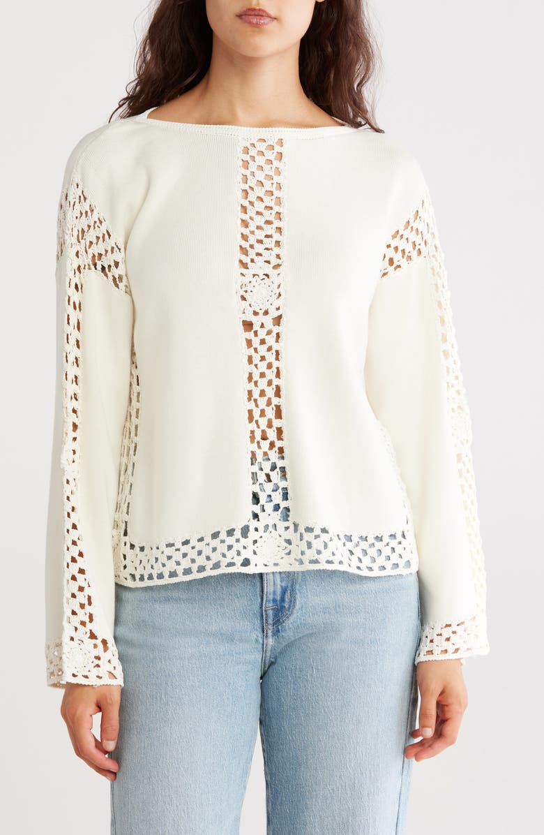 Catherine Malandrino Open Knit Long Sleeve Top, Main, color,