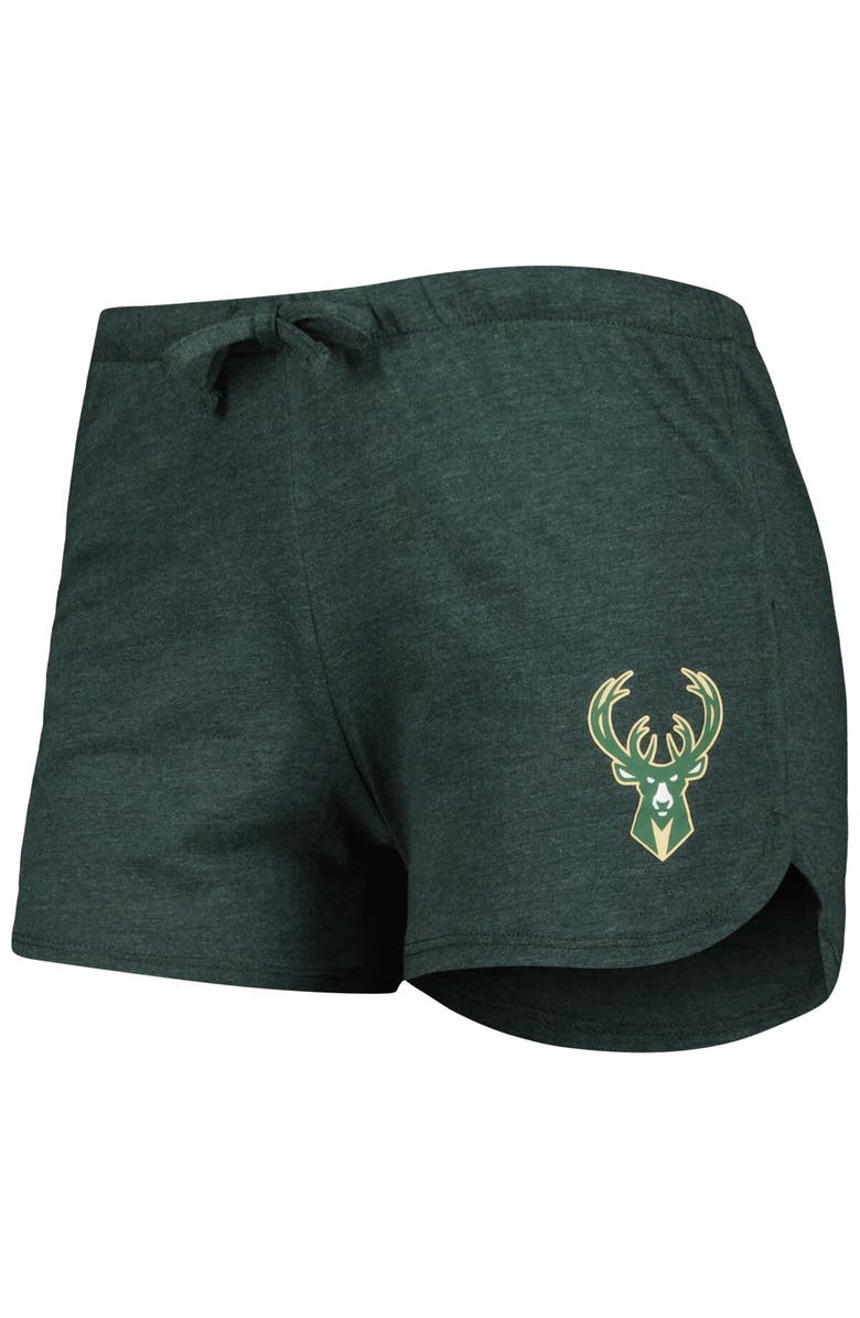 CONCEPTS SPORT Women's Concepts Sport Heather Black/Heather Hunter Green Milwaukee Bucks Team Raglan Long Sleeve T-Shirt & Shorts Sleep Set, Alternate, color, Heather Black