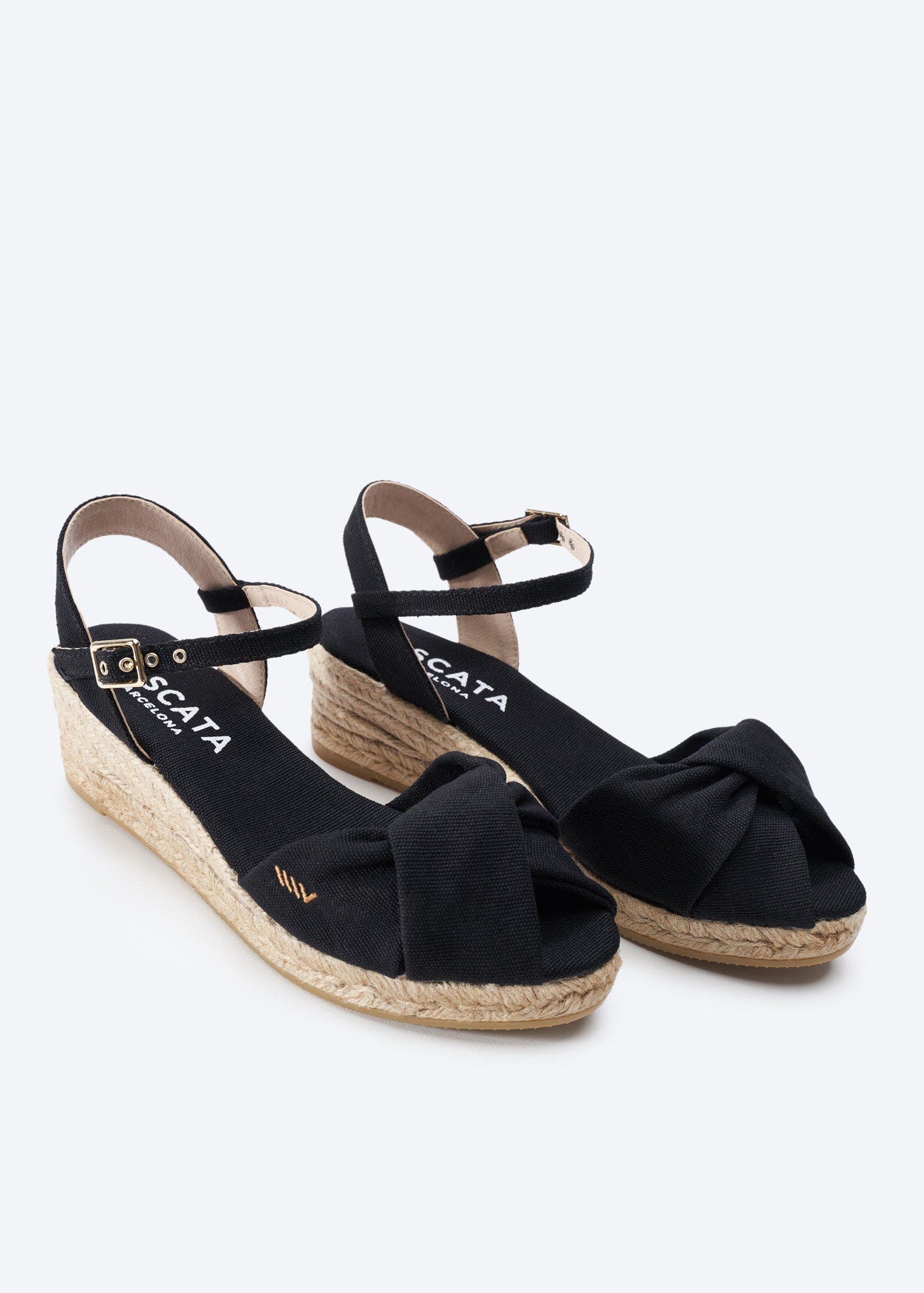 VISCATA Farella Canvas Espadrille Sandal Wedges, Alternate, color, Black