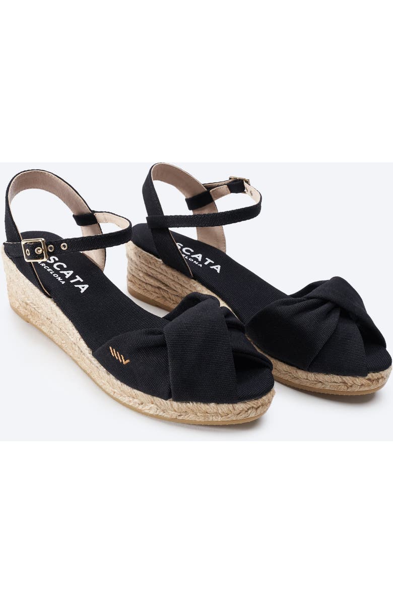 VISCATA Farella Canvas Espadrille Sandal Wedges, Alternate, color, Black