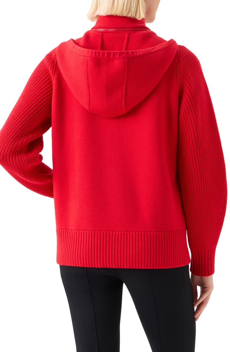 Akris punto Merino Wool Blend Hooded Zip Cardigan, Alternate, color, Vermillion