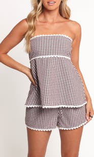 Petal & Pup Kyle Gingham Strapless Top & Shorts Set